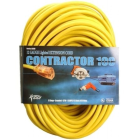 100 FOOT 12/3 YELLOW EXTENSION CORD