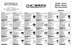 HONDA ACURA NISSAN KIA MAZDA ASSORTMENT