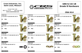 USS 5/16-18 GRADE 8 HARDWARE