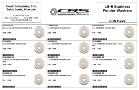 FENDER WASHERS 18-8 STAINLESS