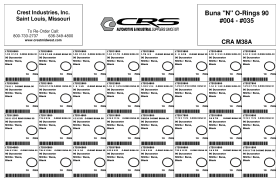 O-RINGS #004-#035 DUROMETER 90