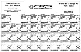 O-RINGS #201-#232 DUROMETER 90