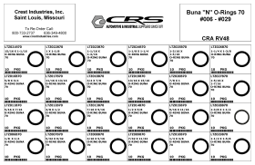 O-RINGS DURO70 BUNA N #006-#029
