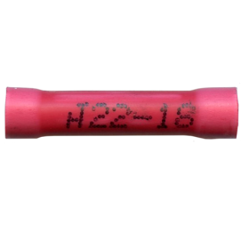 22-18 RED VINYL BUTT CONNECTOR SEAMED