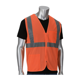 CLASS 2 ORANGE ZIPPER MESH VEST S/M