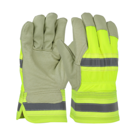 L PIGSKIN LEATHER PALM GLOVE WITH HIVIS