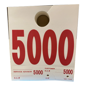 WHITE NUMBERS 5000-5999 SERVICE KEY TAGS