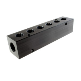 6 Port Aluminum Manifold 3/8" In x 1/4"