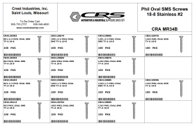 EMPTY PHIL OVAL SMS SCREWS 18-8 SS #2